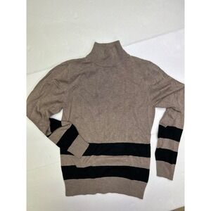 Ceilo tan and black mock turtleneck pullover sweater size Small